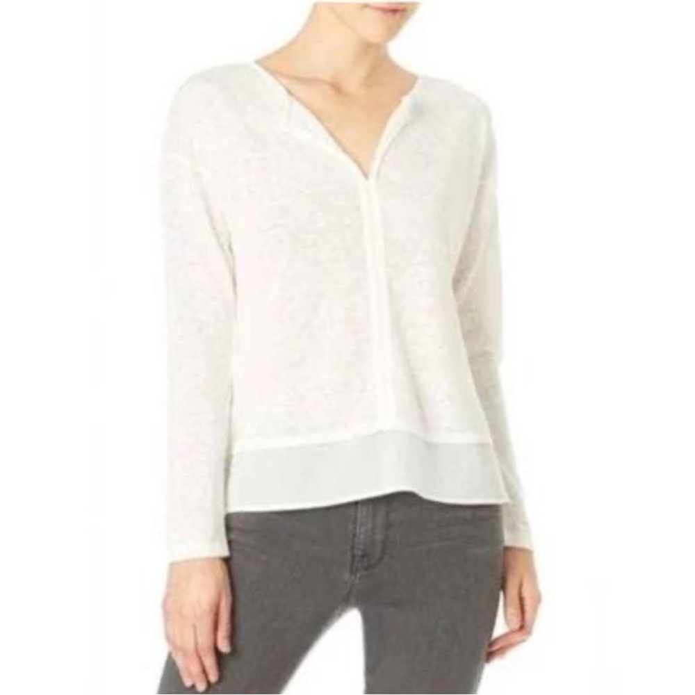 Sanctuary Beige Metallic V-Neck Sweater Top Mixed Media XS. 1379